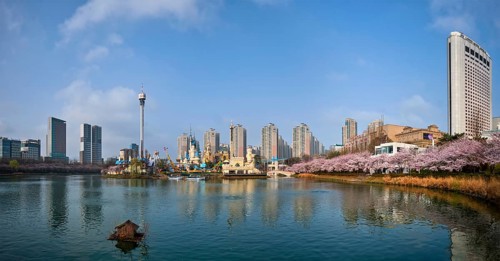 SEOUL, SOUTH KOREA, APRIL 7, 2017: Lotte World amusement park Magic Island in Seokchon lake. Seoul,