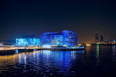 SEOUL, SOUTH KOREA, APRIL 7, 2017: Some Sevit culture complex on artificial floating islands