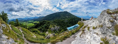 View from the summit of Nockstein to Gaisberg, Osterhorngruppe, Flachgau, Land Salzburg, Austria,