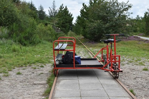 Trolley in the forest, Denmark, Europe