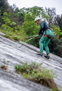 Climber, multi-pitch climbing, slab climbing, Garda Mountains, Arco, Trentino-Alto Adige, Italy,