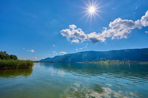 Lake, Sun, Sky, Clouds, Summer, Steindorf am Lake Ossiach, Lake Ossiach, Carinthia, Austria, Europe