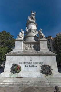 Monumental statue of Christopher Columbus, erected in 1884, Piazza Acquaverde, Genoa, Italy, Europe