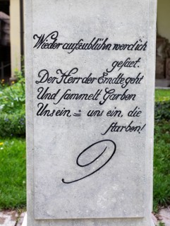 Inscription on the gravestone of Leopold and Constanze Mozart, Sebastian Cemetery, Church of Saint