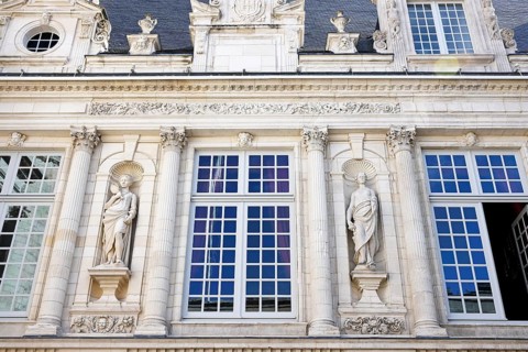 Historic Town Hall of La Rochelle, Hôtel de Ville, decorative façade with sculptures,