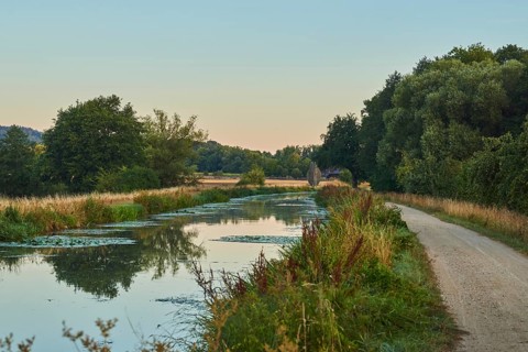 The old Ludwig-Donau-Main-Kanal near Neumarkt at sunrise, Upper Palatinate, Bavaria, Germany,