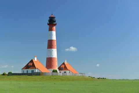 Westerhever Lighthouse in Schleswig-Holstein, Germany, Europe