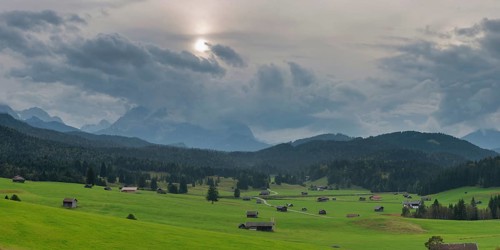 Mogul meadows between Mittenwald and Krün, Werdenfelser Land, Zugspitze behind, 2962m, Wetterstein