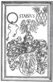 The coat of arms of Johann Stabius, woodcut by Albrecht Dürer, historical, digitally improved