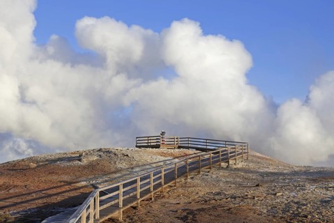 Steam vents, fumaroles at Gunnuhver, geothermal area and center of the Reykjanes Volcanic System,