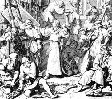 Martin Luther calms the iconoclasm, Wittenberg, religion, crowd, fanaticism, Freihet, rage, anger,