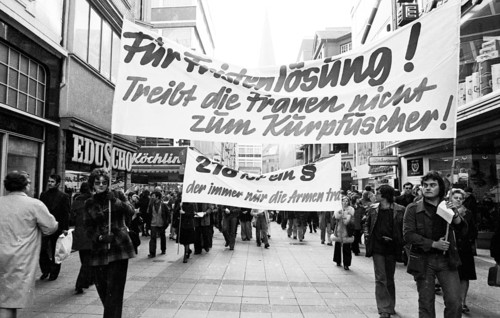 Several hundred woman and a few men turned out in Bonn on 15.2.1975 against § 218 and in favour of