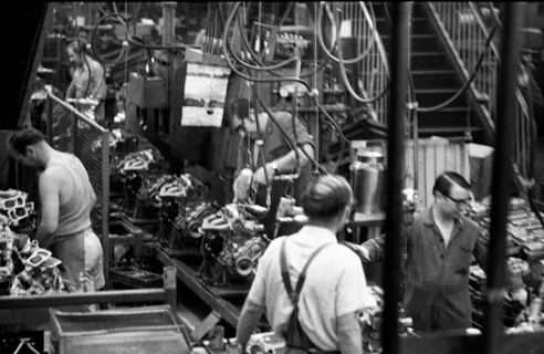 Production of engines, axles and other car manufacturing parts at the Opel plant in Bochum,