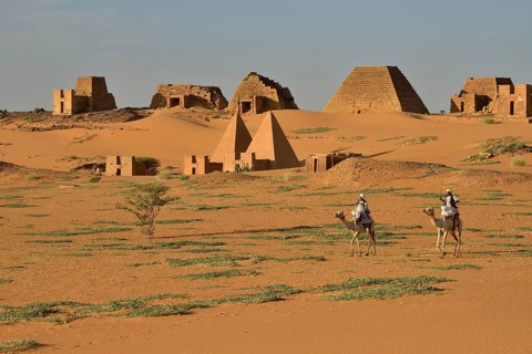 Pyramids of the northern cemetery of Meroe, Black Pharaohs, Nubia, Nahr an-Nil, Sudan, Africa