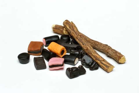 Bald liquorice and licorice candies (Glycyrrhiza glabra) , Liquorice, Bald liquorice, licorice,