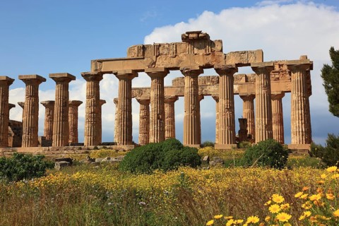 Selinunte, Temple E in the archaeological site of Selinunte, Trapani Province, Sicily, Italy,