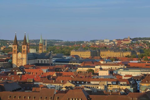 View from Marienberg on UNESCO Romanesque St. Kilian's Cathedral and Baroque Residence, St. Kilian,