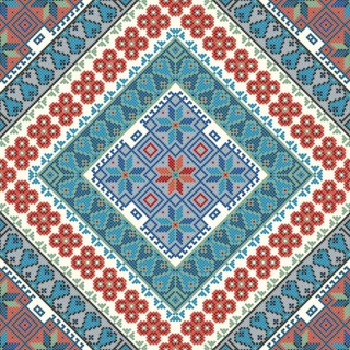 Traditional Georgian folk art embroidery vector pattern