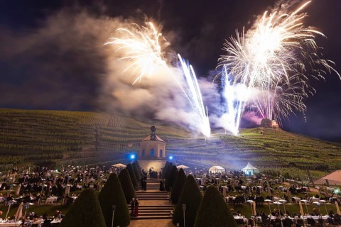 Summer night ball at Wackerbarth Castle. Schloss Wackerbarth or Wackerbarths Ruh' is a baroque