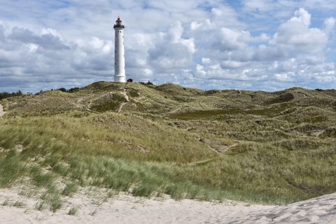 Lyngvig Lighthouse, Lyngvig Fyr in the dunes of Denmark