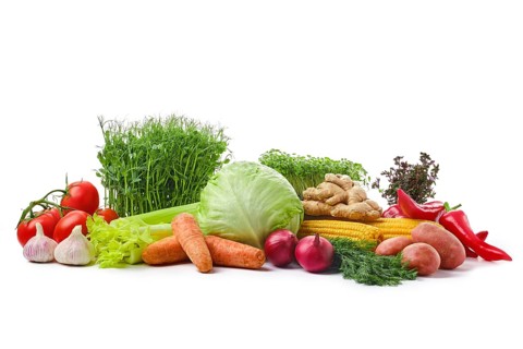 Variety of fresh juicy vegetables on white background. World food day concept