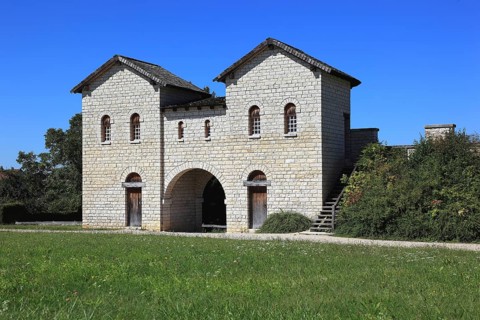 Germany, Middle Franconia, 1990 completed replica of the Porta decumana, was the north gate and