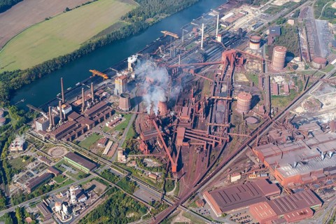 Aerial view of the Salzgitter AG steelworks, Lower Saxony, Germany, Europe