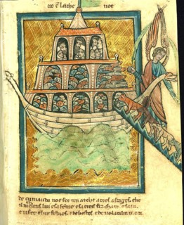 Leaf from Bible Pictures by William de Brailes, The Animals Enter Noah's Ark, c. 1290, Historic,