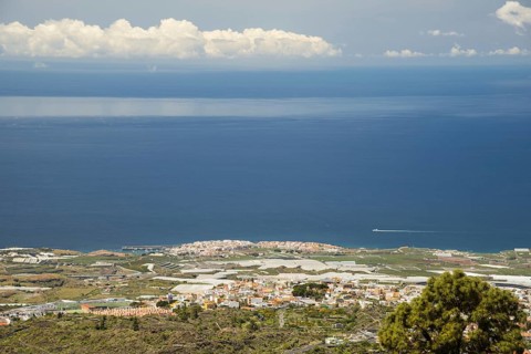 Panorama from Mirador de Chirche over Guia de Isora and Playa de San Juan to the west coast,