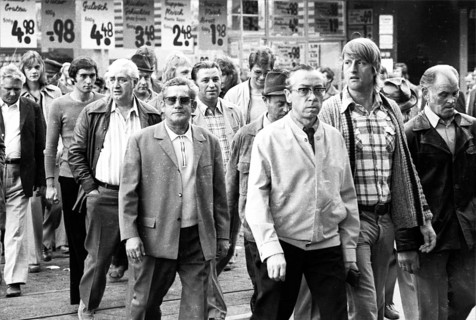 Workers of the Essen ironworks demonstrated against the reduction of social benefits after a works