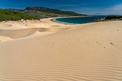 The beach and the dune of Bolonia, Tarifa, Costa de la Luz, Andalusia, Spain, Europe