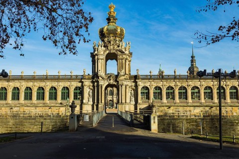 First day of complete lockdown due to rising corona infection numbers in Dresden city centre. Empty