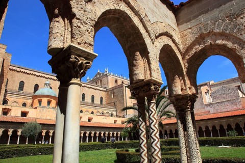 City of Monreale, Cloister of the Cathedral of Santa Maria Nuova, Unesco World Heritage Site,