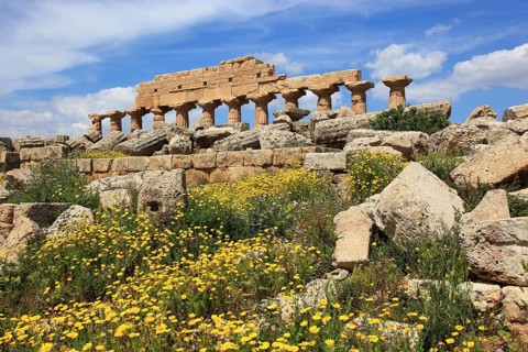 Selinunte, remains of the temples of the acropolis in the archaeological site of Selinunte, Trapani