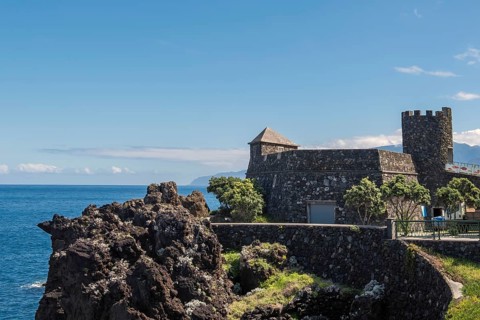 The small fortress Forte São João Baptista on the coast of Porto Moniz, Madeira, Portugal, Europe