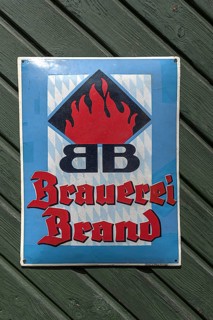 Old tin sign from the Brand brewery, Bavaria, Germany, Europe