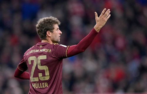 Thomas Müller FC Bayern Munich FCB, gestures, Allianz Arena, Munich, Bavaria, Germany, Europe