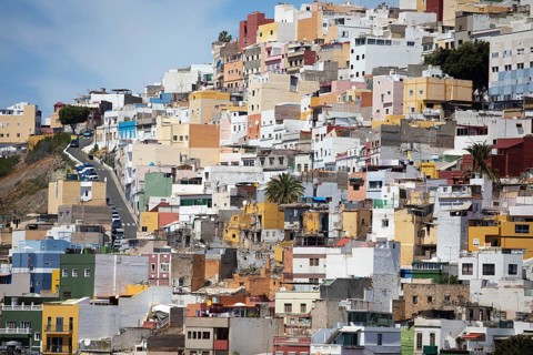 Colourful houses of Las Palmas, Las Palmas Province, Gran Canaria, Canary Islands, Spain, Europe