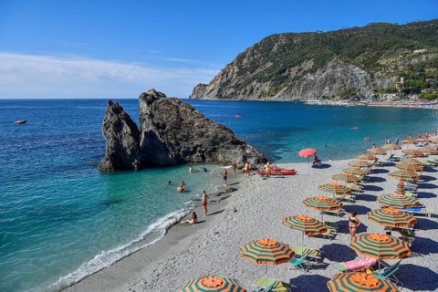 Monterosso Beach, Spiaggia di Fegina, Cinque Terre, Province of La Spezia, Liguria, Italy, Europe