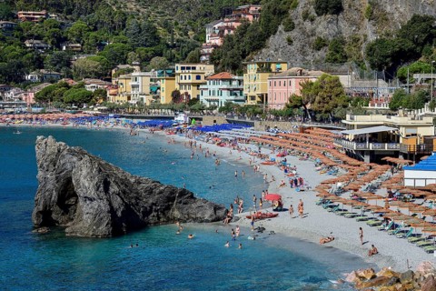 Monterosso Beach, Spiaggia di Fegina, Cinque Terre, Province of La Spezia, Liguria, Italy, Europe