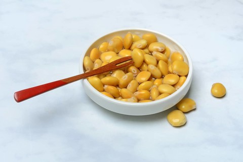 Lupine (Lupinus), pickled lupine seed in small bowls