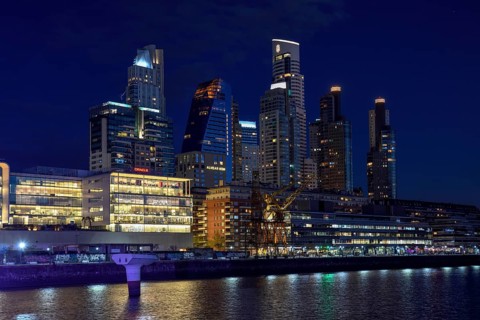 View of Puerto Madero with the Alvear Tower, with 235 meters the highest building in Argentina,