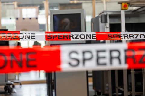 Restricted zone, barrier tape at Munich Airport