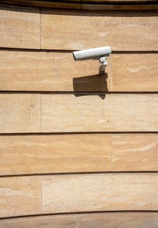 Surveillance camera on a house wall, Potsdam, Brandenburg, Germany, Europe