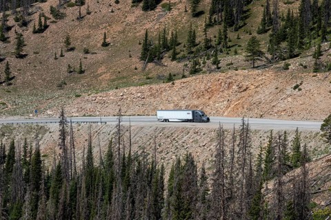 Monarch, Colorado, A truck makes its way up US Highway 50 towards the continental divide at Monarch