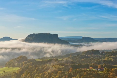 Lilienstein in the morning mist