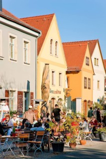 Altkötzschenbroda village green with numerous restaurants and quaint pubs