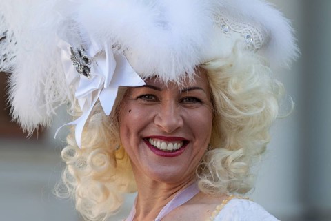 Costume wearer at the Venetian Fair, in the castle courtyard, Ludwigsburg, Baden-Württemberg,