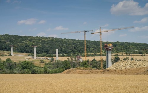 Bridge construction, new construction of B87 bypass Bad Kösen, Saxony-Anhalt, Germany, Europe