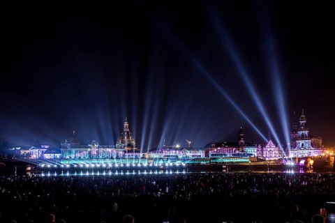 Light and Fire Shohw for the Day of German Unity in Dresden